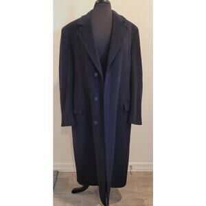 VTG Saks Fifth Avenue 100% Cashmere Trench Coat 44R Black USA Made EUC